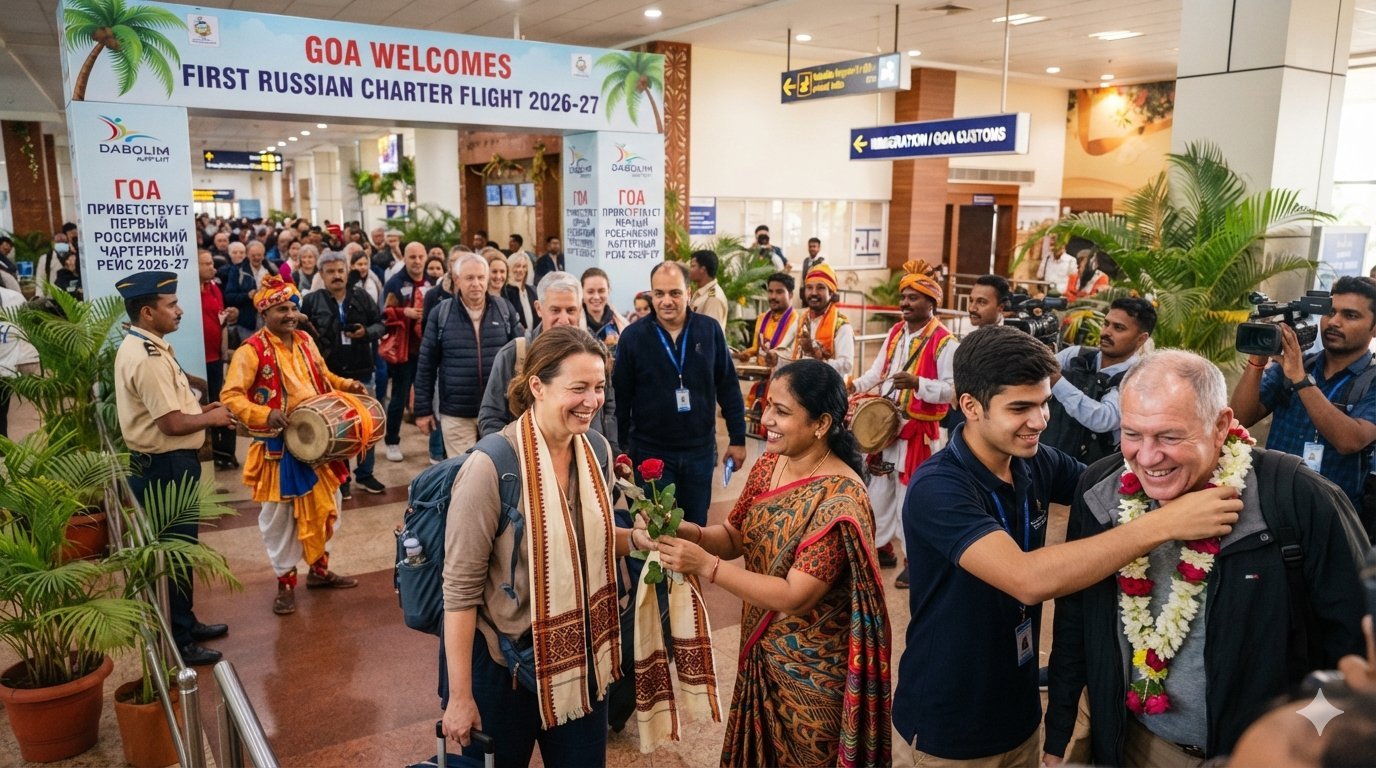 Goa Welcomes First Russian Charter Flight of 2026–27 Tourism Season -  goaspeaks